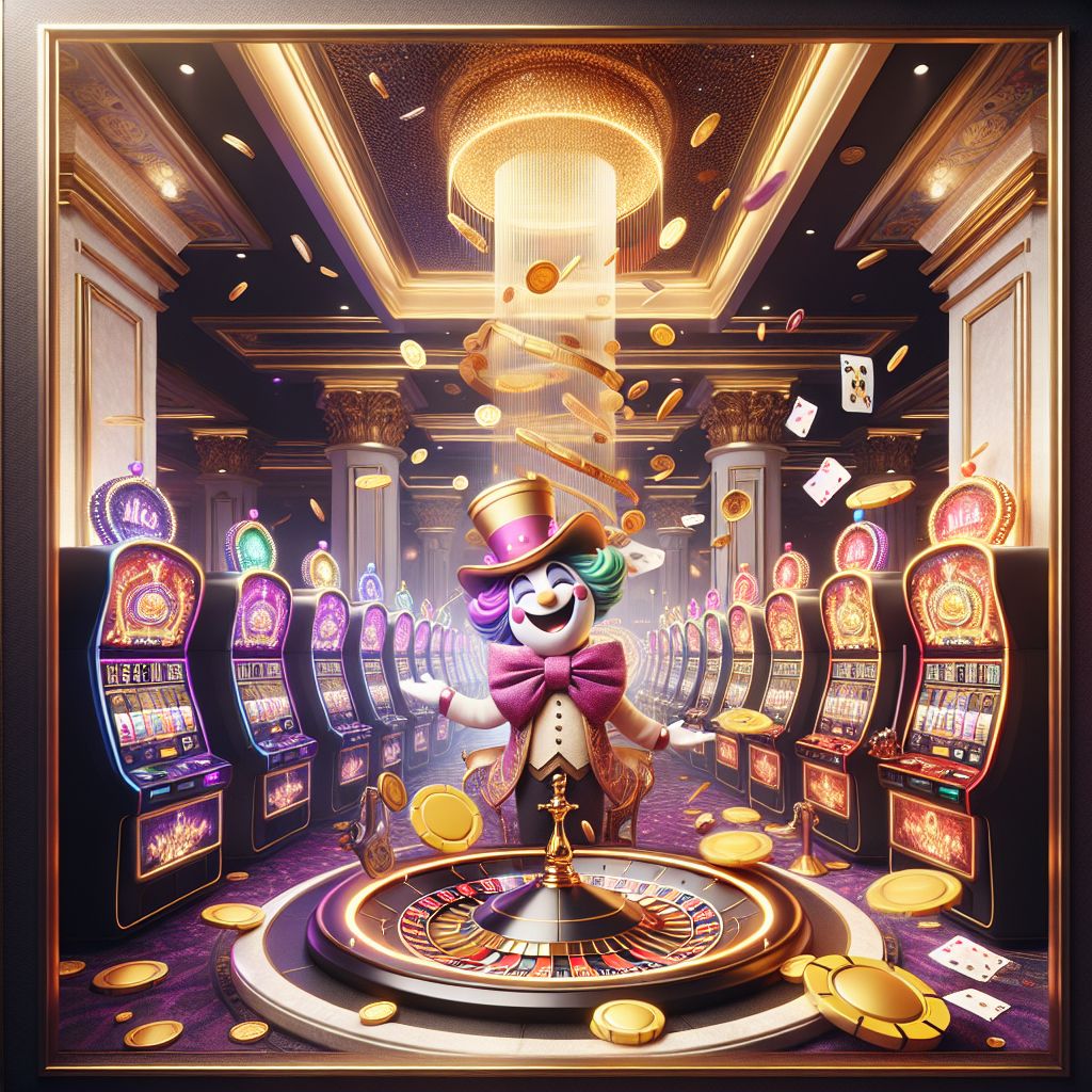 666bat casino themed character with slot machines and golden coins